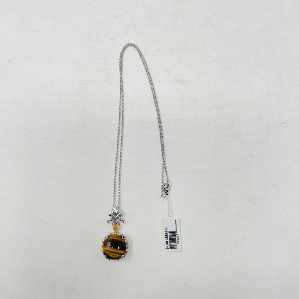 Shop LC Karis Collection South African Tigers Eye/Jalisco Fire Opal Pendant 5249